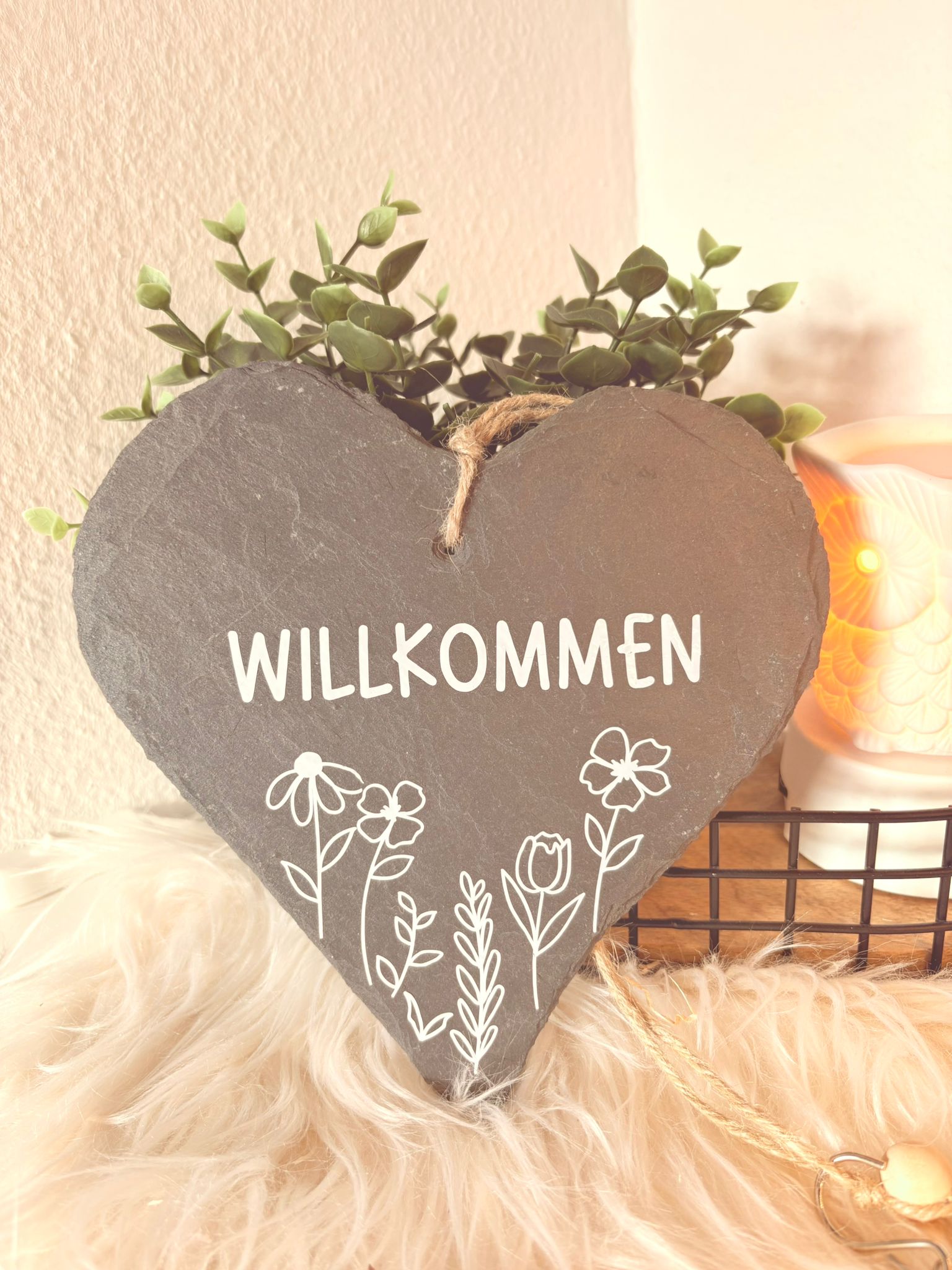 Schieferherz „Willkommen“